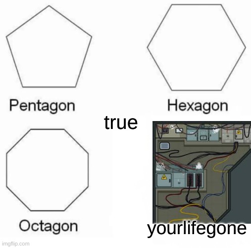 Pentagon Hexagon Octagon | true; yourlifegone | image tagged in memes,pentagon hexagon octagon | made w/ Imgflip meme maker