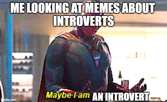 introvert | ME LOOKING AT MEMES ABOUT 
INTROVERTS; AN INTROVERT | image tagged in maybe i am a monster | made w/ Imgflip meme maker