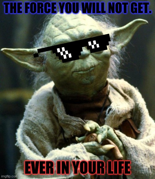 Star Wars Yoda Meme | THE FORCE YOU WILL NOT GET. EVER IN YOUR LIFE | image tagged in memes,star wars yoda | made w/ Imgflip meme maker