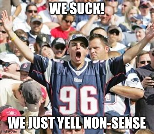 Sports Fans | WE SUCK! WE JUST YELL NON-SENSE | image tagged in sports fans | made w/ Imgflip meme maker