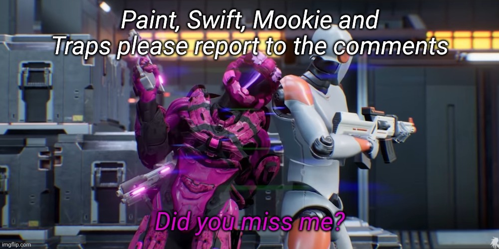Did you miss me | Paint, Swift, Mookie and Traps please report to the comments | image tagged in did you miss me | made w/ Imgflip meme maker