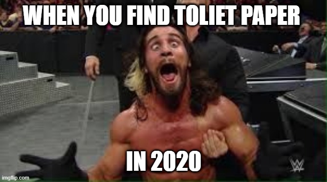 Seth Rollins | WHEN YOU FIND TOLIET PAPER; IN 2020 | image tagged in seth rollins | made w/ Imgflip meme maker