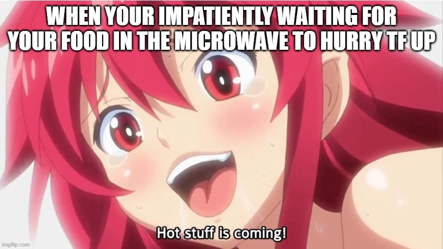 My first meme, pls rate | WHEN YOUR IMPATIENTLY WAITING FOR YOUR FOOD IN THE MICROWAVE TO HURRY TF UP | image tagged in anime meme | made w/ Imgflip meme maker