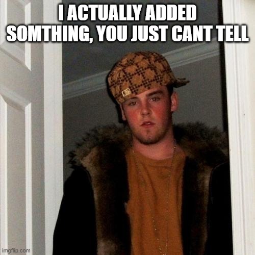 sriously tho | I ACTUALLY ADDED SOMTHING, YOU JUST CANT TELL | image tagged in memes,scumbag steve | made w/ Imgflip meme maker