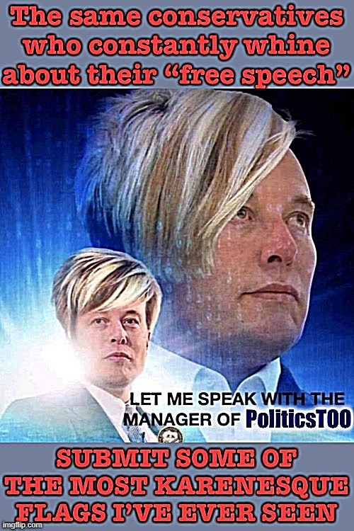 Would you like to speak with a manager of PoliticsTOO? Well: here I am, and I have no mod powers over these comments. | image tagged in politics,free speech,freedom of speech,imgflip mods,karen,karens | made w/ Imgflip meme maker