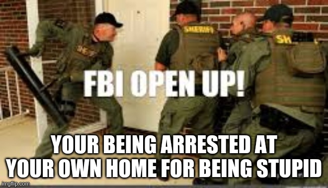 YOU'RE BEING ARRESTED AT YOUR OWN HOME FOR BEING STUPID | made w/ Imgflip meme maker