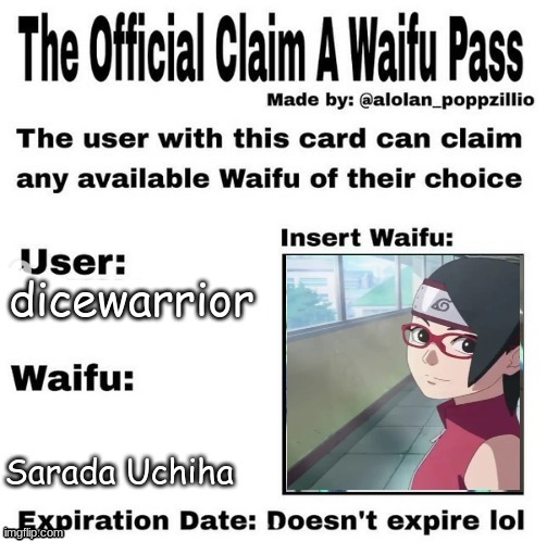 heh | image tagged in waifu,official claim a waifu pass | made w/ Imgflip meme maker