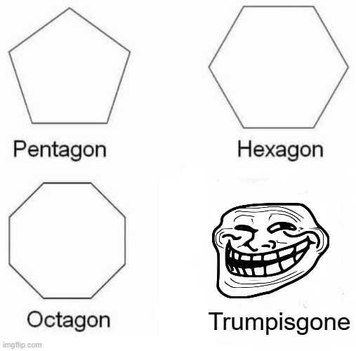 Gonald Trump | Trumpisgone | image tagged in memes,pentagon hexagon octagon,trump,donald trump,maga | made w/ Imgflip meme maker