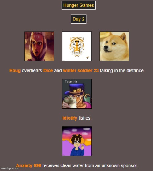 Day 2 (1) | image tagged in hunger games | made w/ Imgflip meme maker
