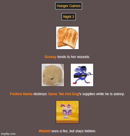 Night 2 (1) | image tagged in hunger games | made w/ Imgflip meme maker