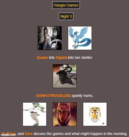 Night 3 (1) | image tagged in hunger games | made w/ Imgflip meme maker