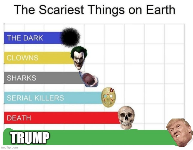 THIS is the scariest thing!!!! | TRUMP | image tagged in scariest things on earth | made w/ Imgflip meme maker
