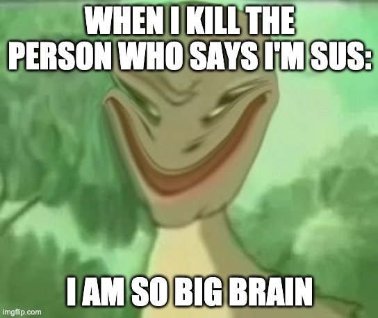 I am so big brain | WHEN I KILL THE PERSON WHO SAYS I'M SUS:; I AM SO BIG BRAIN | image tagged in funny memes | made w/ Imgflip meme maker