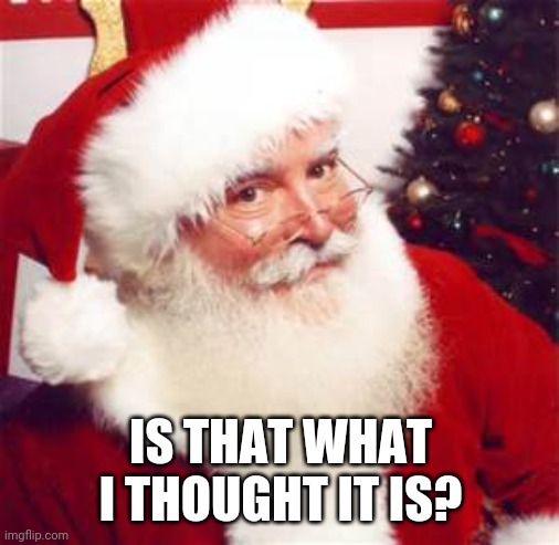 Santa Claus Ho Ho Ho  | IS THAT WHAT I THOUGHT IT IS? | image tagged in santa claus ho ho ho | made w/ Imgflip meme maker