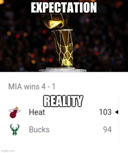 NBA Expectation vs Reality | EXPECTATION; REALITY | image tagged in bucks,nba playoffs | made w/ Imgflip meme maker