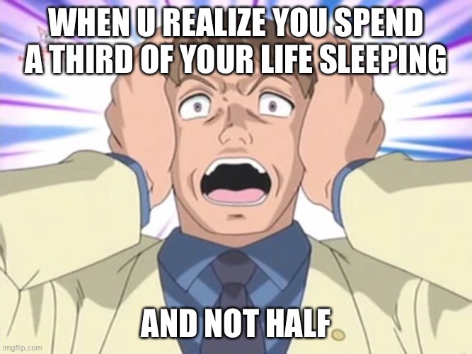 Aghast - Sonic X | WHEN U REALIZE YOU SPEND A THIRD OF YOUR LIFE SLEEPING; AND NOT HALF | image tagged in aghast - sonic x | made w/ Imgflip meme maker