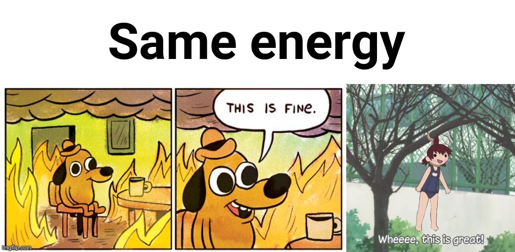 Same energy | image tagged in memes,this is fine | made w/ Imgflip meme maker