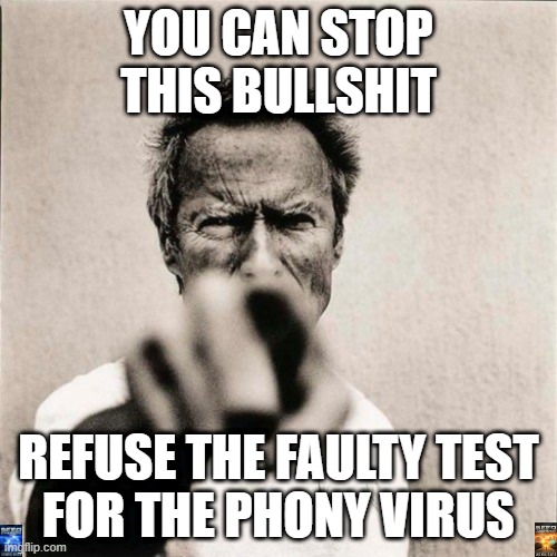 stopthehoax | YOU CAN STOP THIS BULLSHIT; REFUSE THE FAULTY TEST
FOR THE PHONY VIRUS | image tagged in covid | made w/ Imgflip meme maker