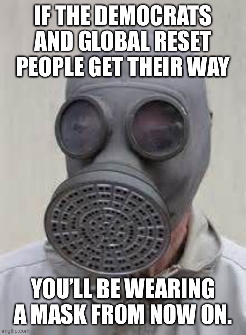 Democrats love power | IF THE DEMOCRATS AND GLOBAL RESET PEOPLE GET THEIR WAY; YOU’LL BE WEARING A MASK FROM NOW ON. | image tagged in gas mask,face mask,democrats,sheep,globalism,globalists | made w/ Imgflip meme maker