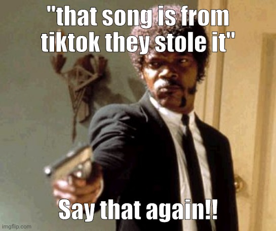 Say That Again I Dare You | "that song is from tiktok they stole it"; Say that again!! | image tagged in memes,say that again i dare you,tiktok,tiktok sucks | made w/ Imgflip meme maker