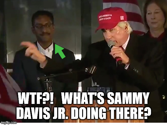 You Rascal You | WTF?!   WHAT'S SAMMY DAVIS JR. DOING THERE? | image tagged in sammy davis jr,lin wood,wtf,rally,georgia,politics lol | made w/ Imgflip meme maker