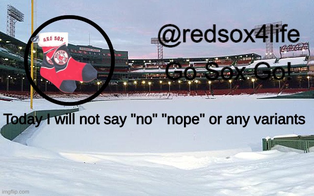 try to get me to fail, ig | Today I will not say "no" "nope" or any variants | image tagged in redsox4life | made w/ Imgflip meme maker