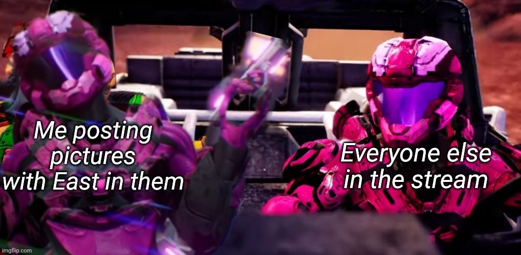 Me posting pictures with East in them; Everyone else in the stream | image tagged in tag | made w/ Imgflip meme maker