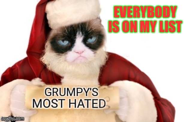 Grumpy's most hated list | EVERYBODY IS ON MY LIST | image tagged in grumpy's most hated | made w/ Imgflip meme maker
