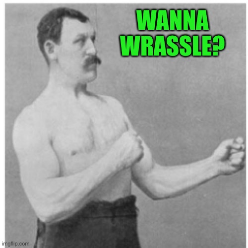 Overly-...Man.jpg | WANNA WRASSLE? | image tagged in overly- man jpg | made w/ Imgflip meme maker