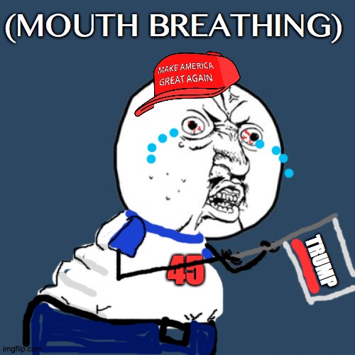 Awww You're melting | (MOUTH BREATHING); TRUMP; 45 | image tagged in y u no,win,loser,2020,ugh,melting | made w/ Imgflip meme maker