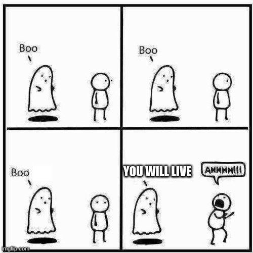 Ghost Boo |  YOU WILL LIVE | image tagged in ghost boo | made w/ Imgflip meme maker