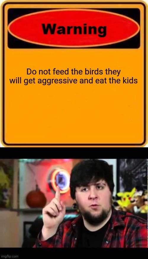 Do not feed the birds they will get aggressive and eat the kids | image tagged in memes,warning sign,jontron i have several questions | made w/ Imgflip meme maker