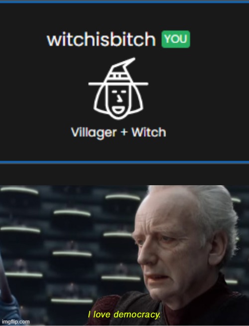 witchisbitch | image tagged in i love democracy,lol | made w/ Imgflip meme maker