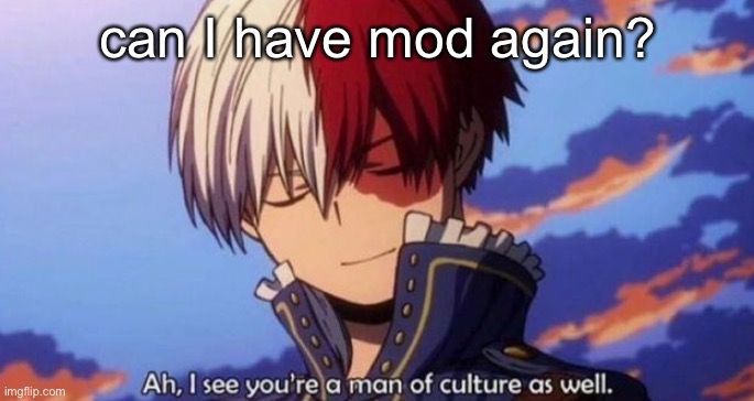 todoroki version of it | can I have mod again? | image tagged in todoroki version of it | made w/ Imgflip meme maker