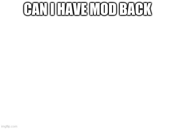 Blank White Template |  CAN I HAVE MOD BACK | image tagged in blank white template | made w/ Imgflip meme maker