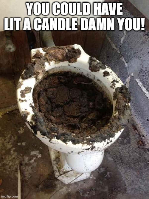 toilet | YOU COULD HAVE LIT A CANDLE DAMN YOU! | image tagged in toilet | made w/ Imgflip meme maker