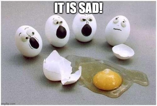 This Broken Egg | IT IS SAD! | image tagged in this broken egg | made w/ Imgflip meme maker
