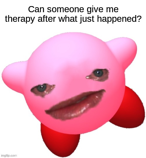 Please, I need it | Can someone give me therapy after what just happened? | image tagged in sad kirby | made w/ Imgflip meme maker