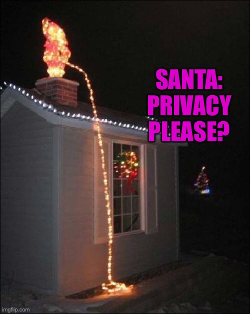 Excuse Santa please | SANTA: PRIVACY PLEASE? | image tagged in funny,christmas,santa | made w/ Imgflip meme maker