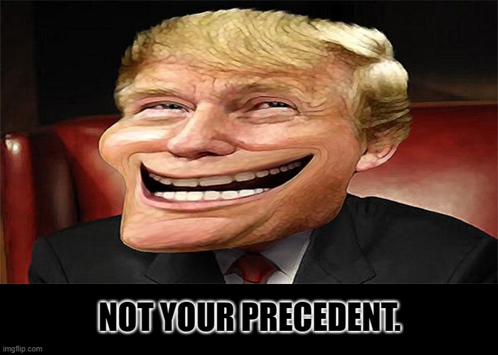 trump troll face | NOT YOUR PRECEDENT. | image tagged in trump troll face | made w/ Imgflip meme maker
