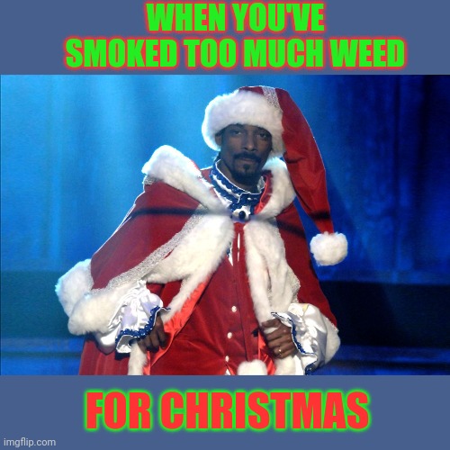 Santa Snoop | WHEN YOU'VE SMOKED TOO MUCH WEED; FOR CHRISTMAS | image tagged in snoop dogg,santa,too much,weed,gangsta rap made me do it | made w/ Imgflip meme maker