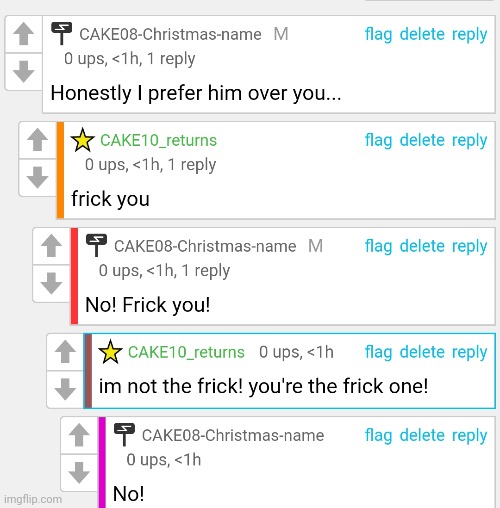 Welcome back to CAKE08 arguing with himself. | made w/ Imgflip meme maker
