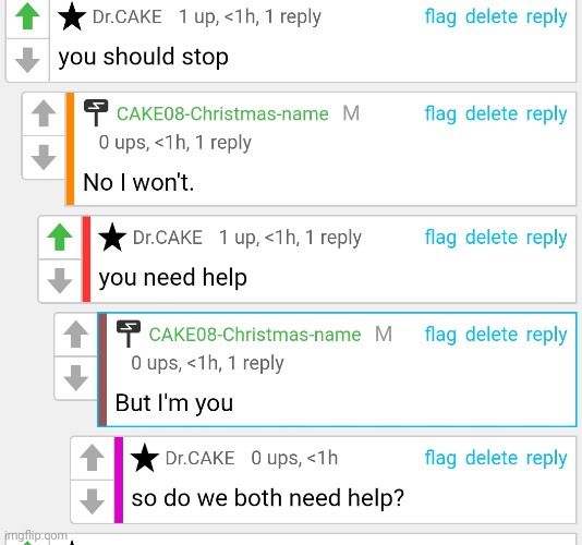 I think I broke him | image tagged in cake08 characters | made w/ Imgflip meme maker