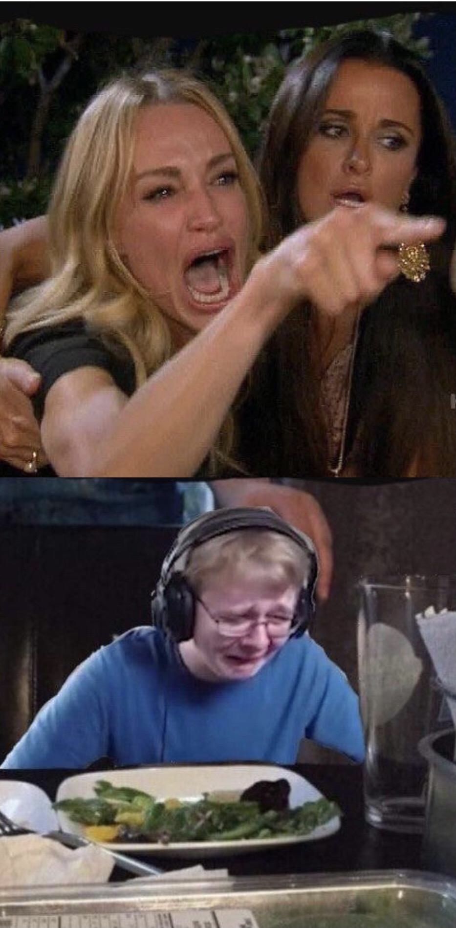 High Quality Woman yelling at crying man Blank Meme Template