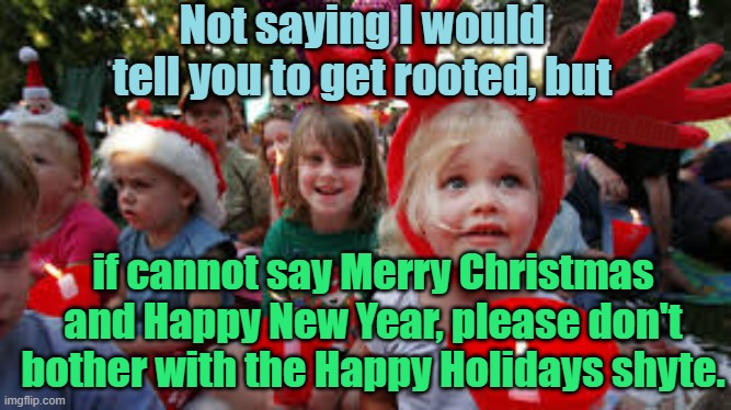 Merry Christmas | Not saying I would tell you to get rooted, but; Yarra Man; if cannot say Merry Christmas and Happy New Year, please don't bother with the Happy Holidays shyte. | image tagged in christmas | made w/ Imgflip meme maker
