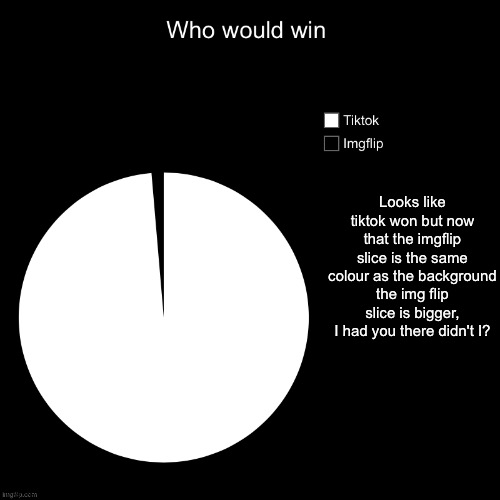 Make sure you read everything so you will understand | Looks like tiktok won but now that the imgflip slice is the same colour as the background the img flip slice is bigger, I had you there didn't I? | made w/ Imgflip meme maker