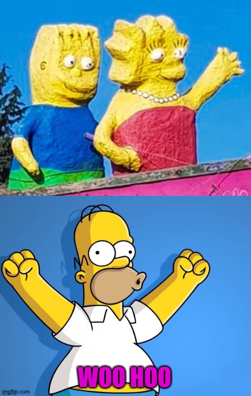 Bart and Lisa Simpson design fail | WOO HOO | image tagged in woohoo homer simpson | made w/ Imgflip meme maker