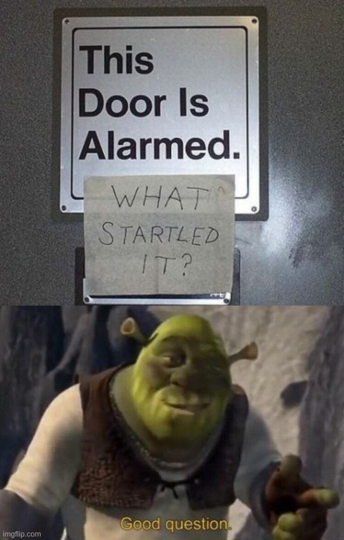 Wacky Signs | image tagged in shrek good question,memes,funny,pandaboyplaysyt,stupid signs,shrek | made w/ Imgflip meme maker