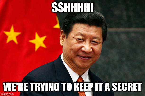 Xi Jinping | SSHHHH! WE'RE TRYING TO KEEP IT A SECRET | image tagged in xi jinping | made w/ Imgflip meme maker