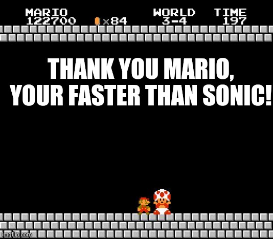 Thank You Mario | THANK YOU MARIO, YOUR FASTER THAN SONIC! | image tagged in thank you mario | made w/ Imgflip meme maker
